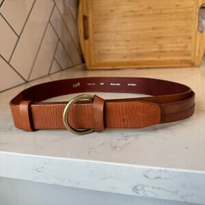 J. Jill Brown Leather Belt with Gold Buckle